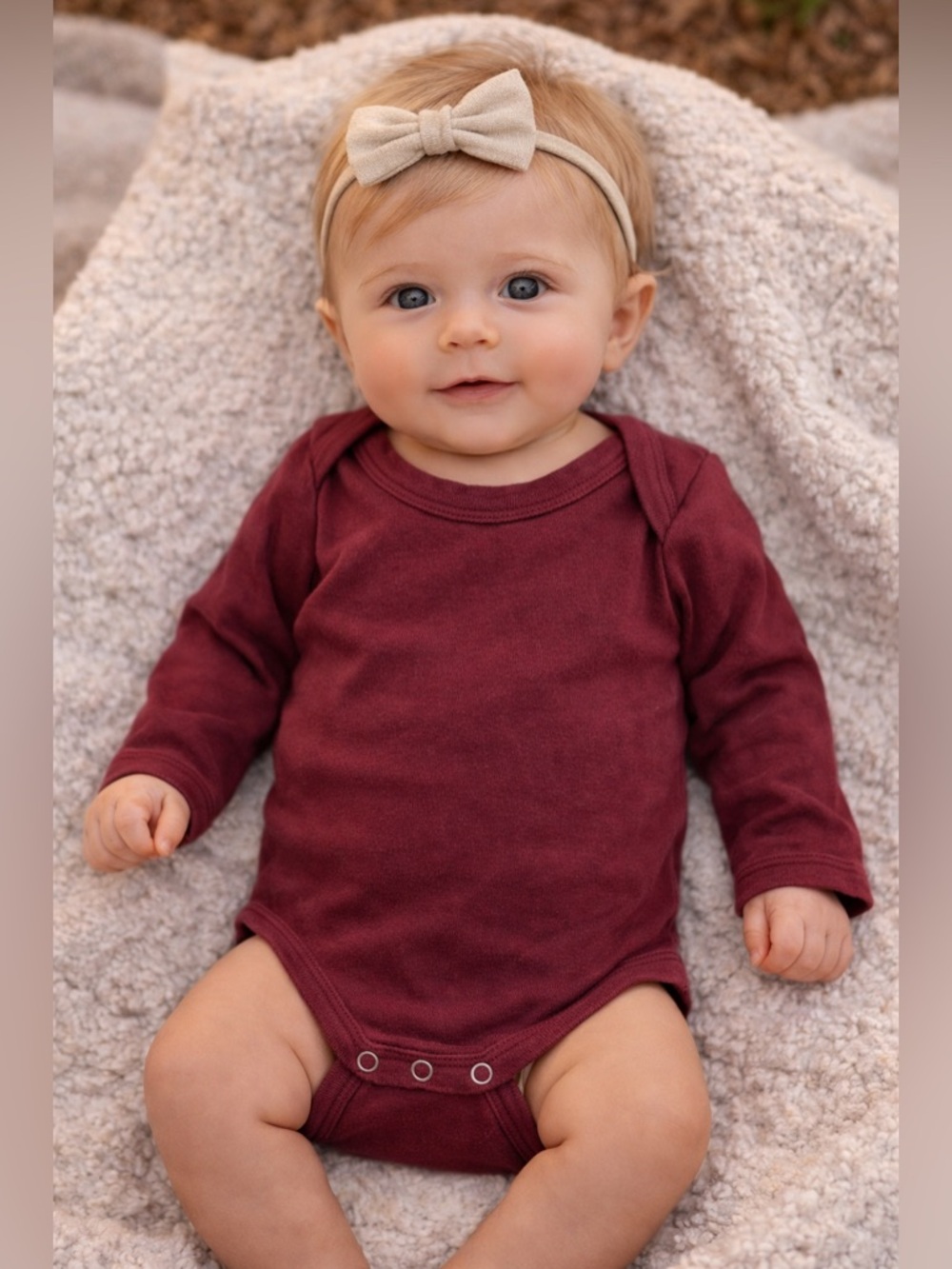 kate quinn Long-Sleeve One-Piece Cotton Bodysuit in Burgundy